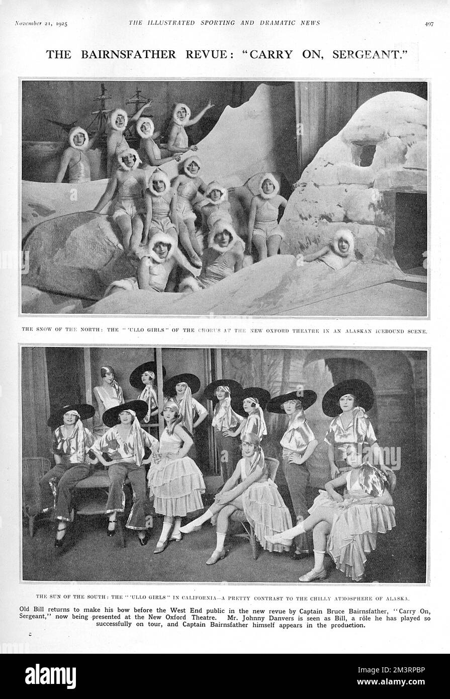 Des membres de la troupe de 'Carry On, Sergent', une revue populaire du capitaine Bruce Bairnsfather au New Oxford Theatre. 1925 Banque D'Images