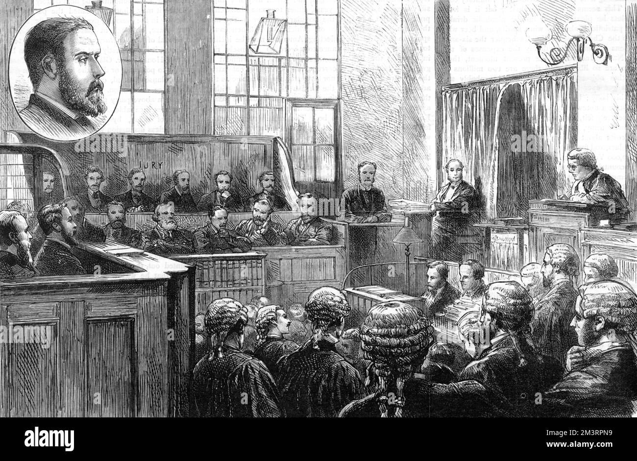 Le cas d'empoisonnement de Wimbledon - essai du Dr G.H. Lamson à la Cour pénale centrale à Old Bailey, 1882. Date: 1882 Banque D'Images
