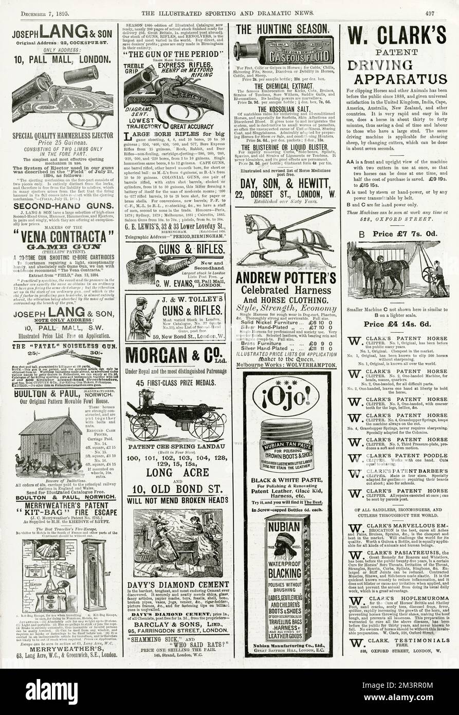 Page des annonces victoriennes - 1895 Banque D'Images