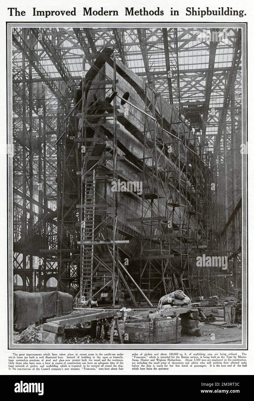 Construction navale - RMS Franconia 1910 Banque D'Images