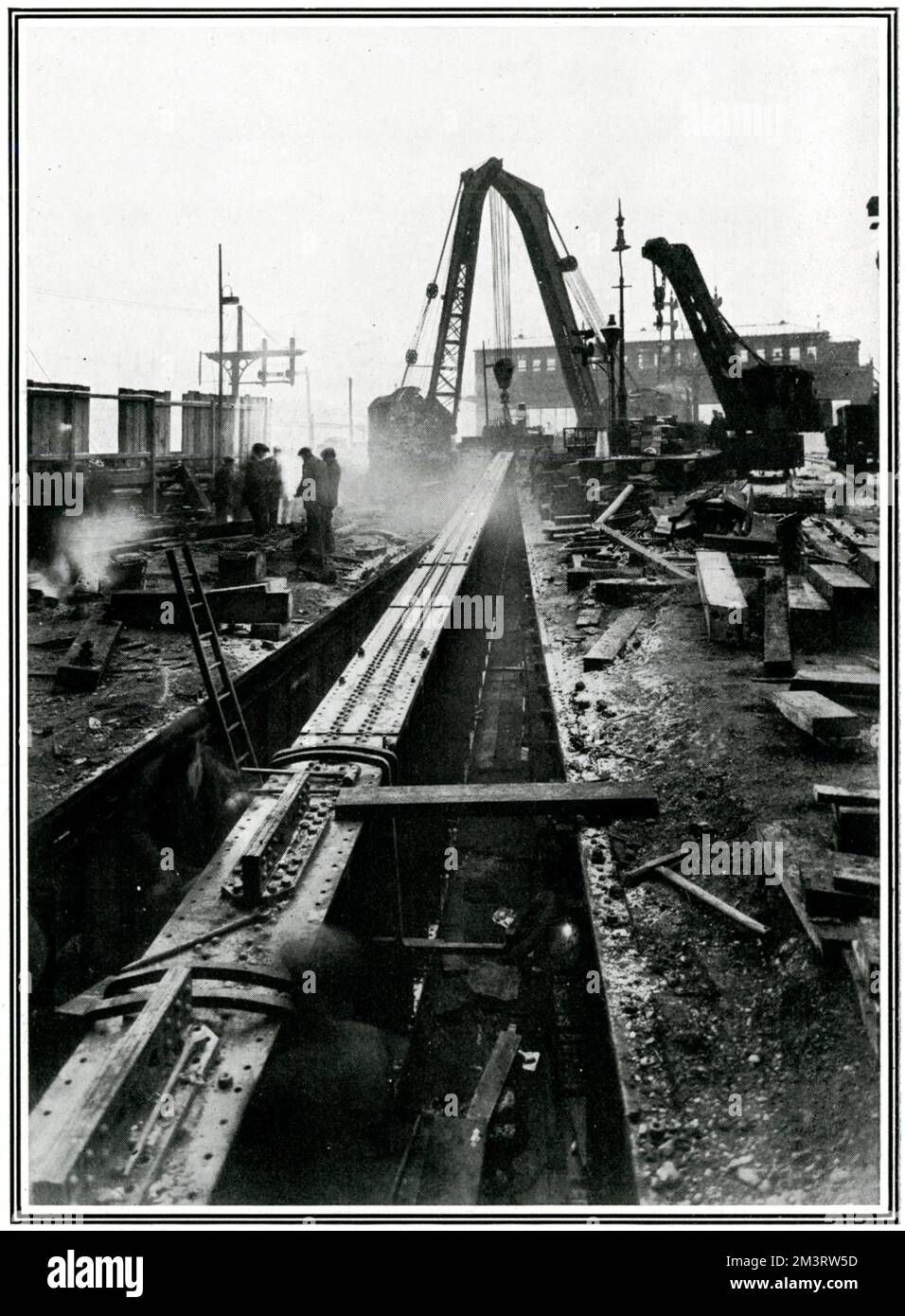Élargissement du pont de Cannon Street, Londres 1926 Banque D'Images