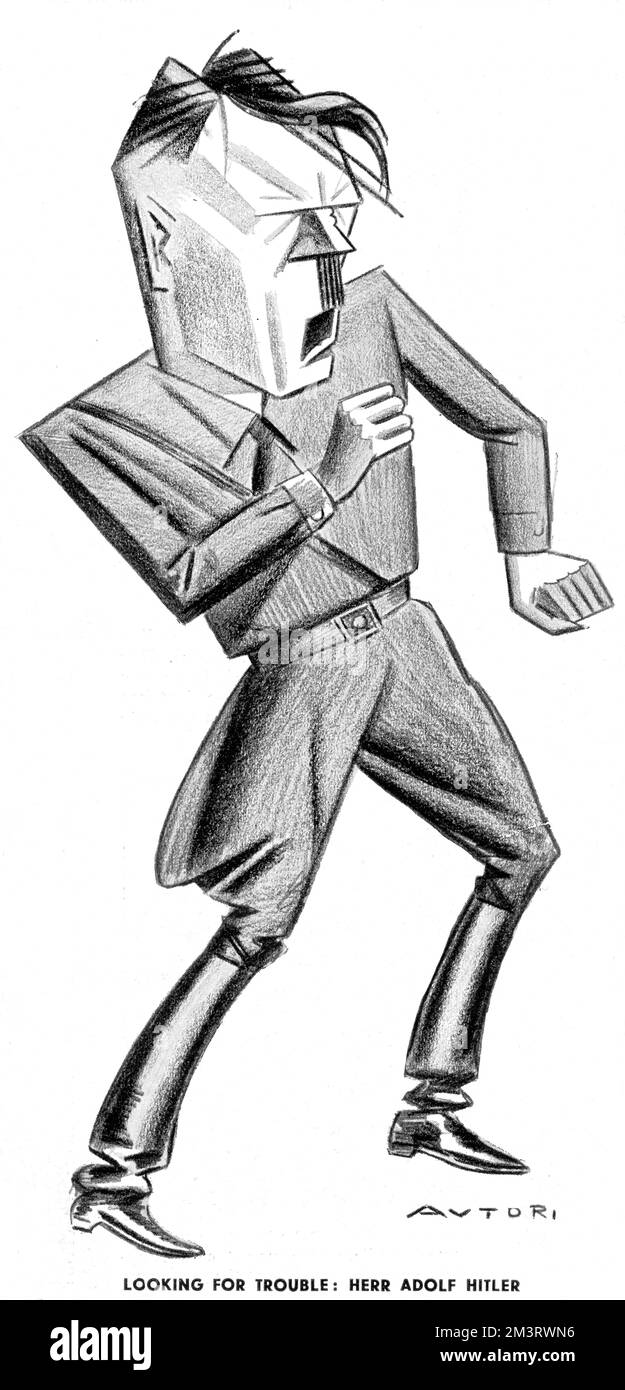 Adolph Hitler, caricaturé par Autori dans le graphique, 1930. L'article le décrit comme « le dirigeant passionné du nouveau mouvement nationaliste allemand ». Date: 1930 Banque D'Images