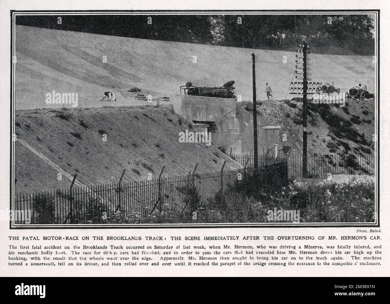 Course automobile fatale à Brooklands, 1907 Banque D'Images