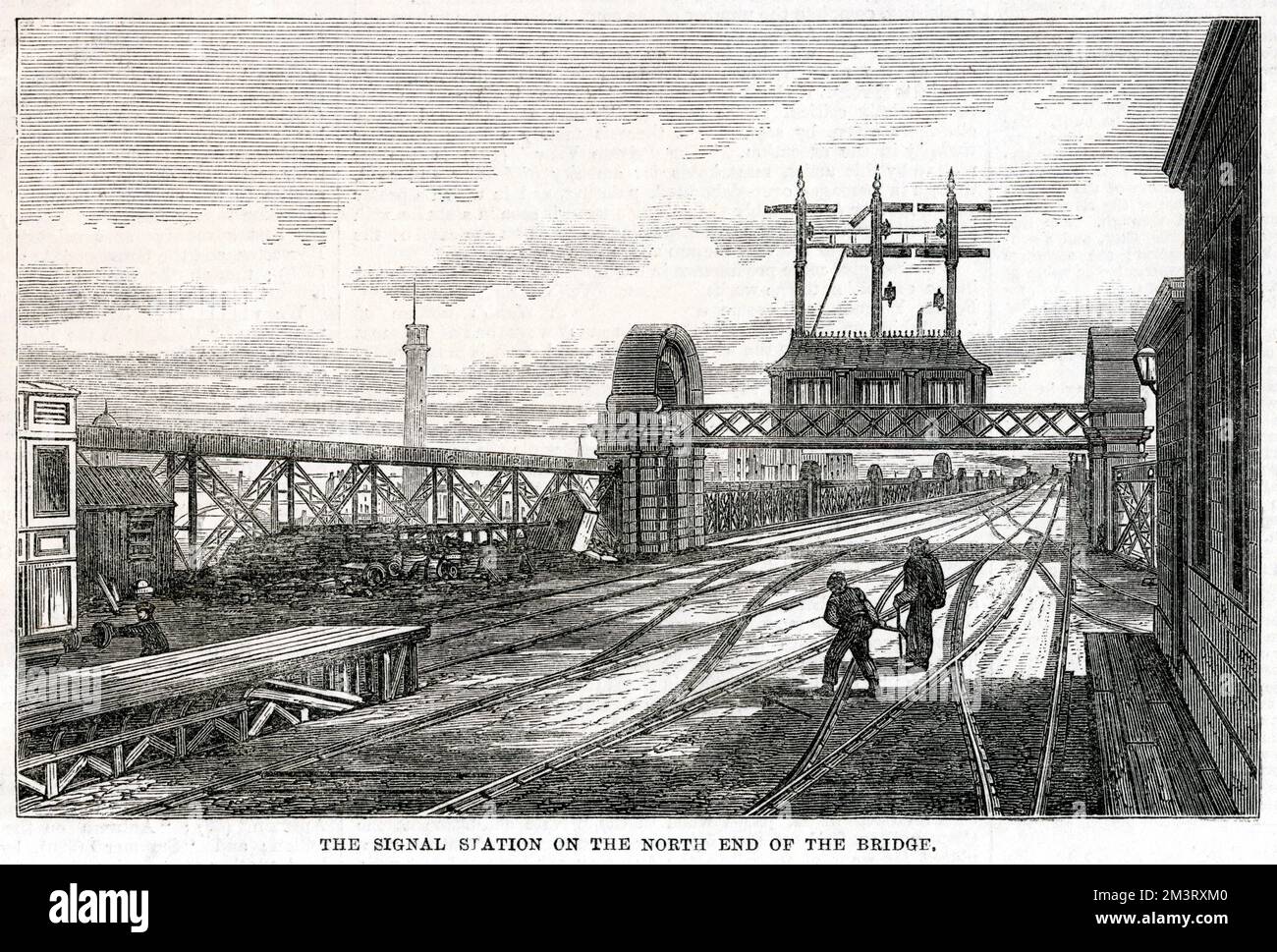 Station de signalisation - Hungerford Bridge - Charing Cross 1864 Banque D'Images