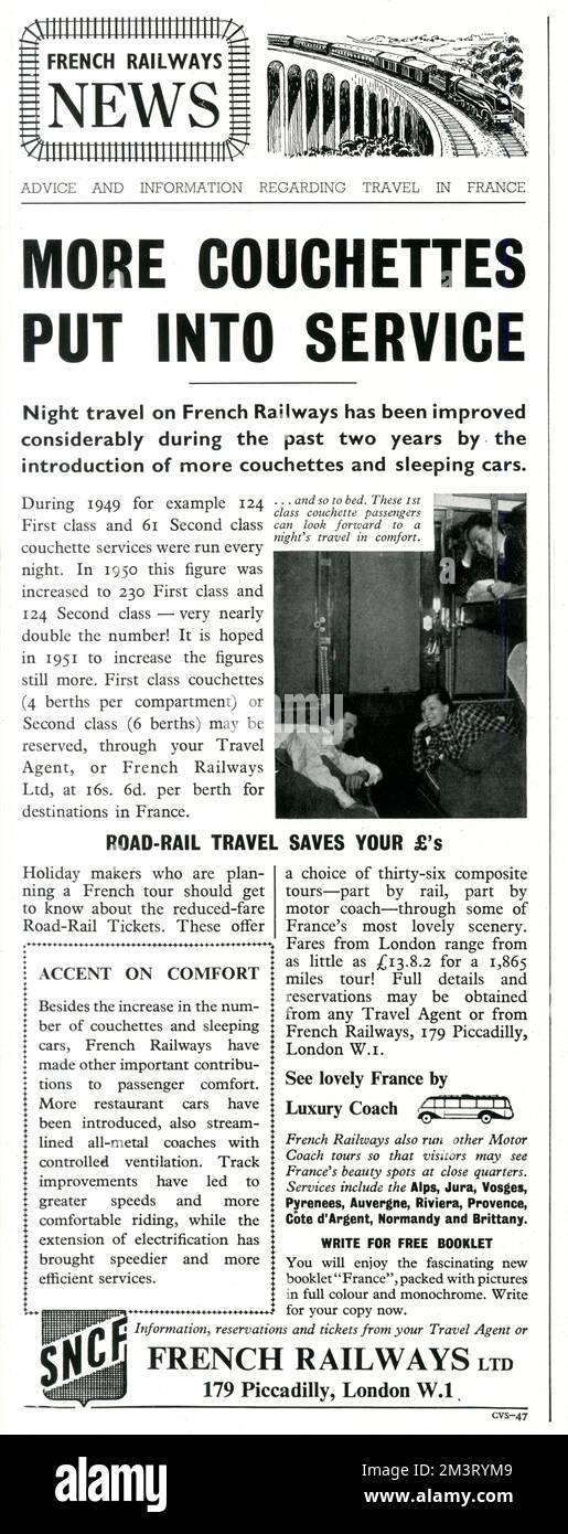 Nouvelles ferroviaires françaises - plus de couchettes mises en service Banque D'Images