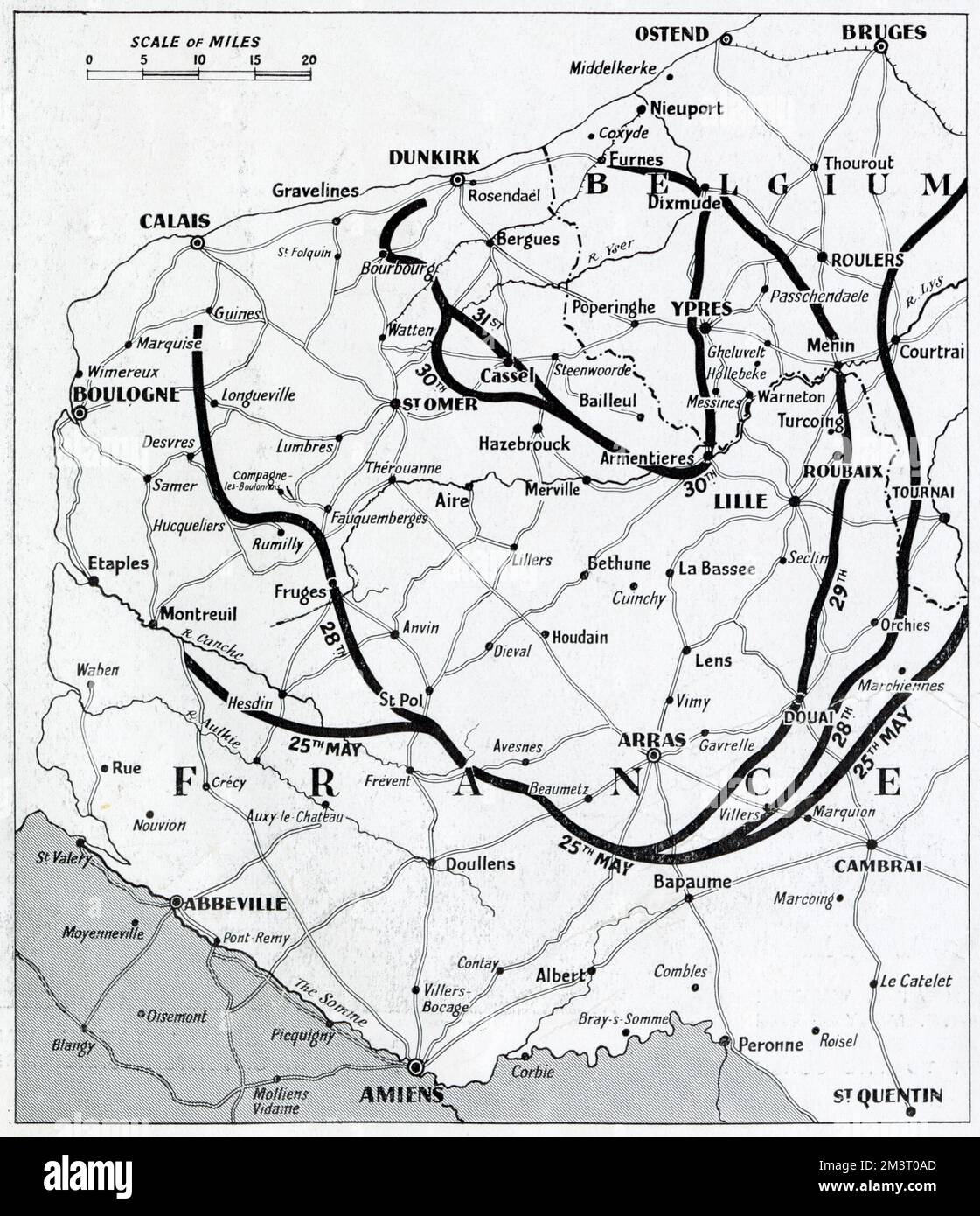 Carte du nord de la France et de la Belgique, montrant la formation du