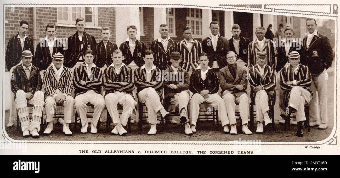 Photos des équipes de cricket combinées - Old Alleynians versus Dulwich College. Banque D'Images