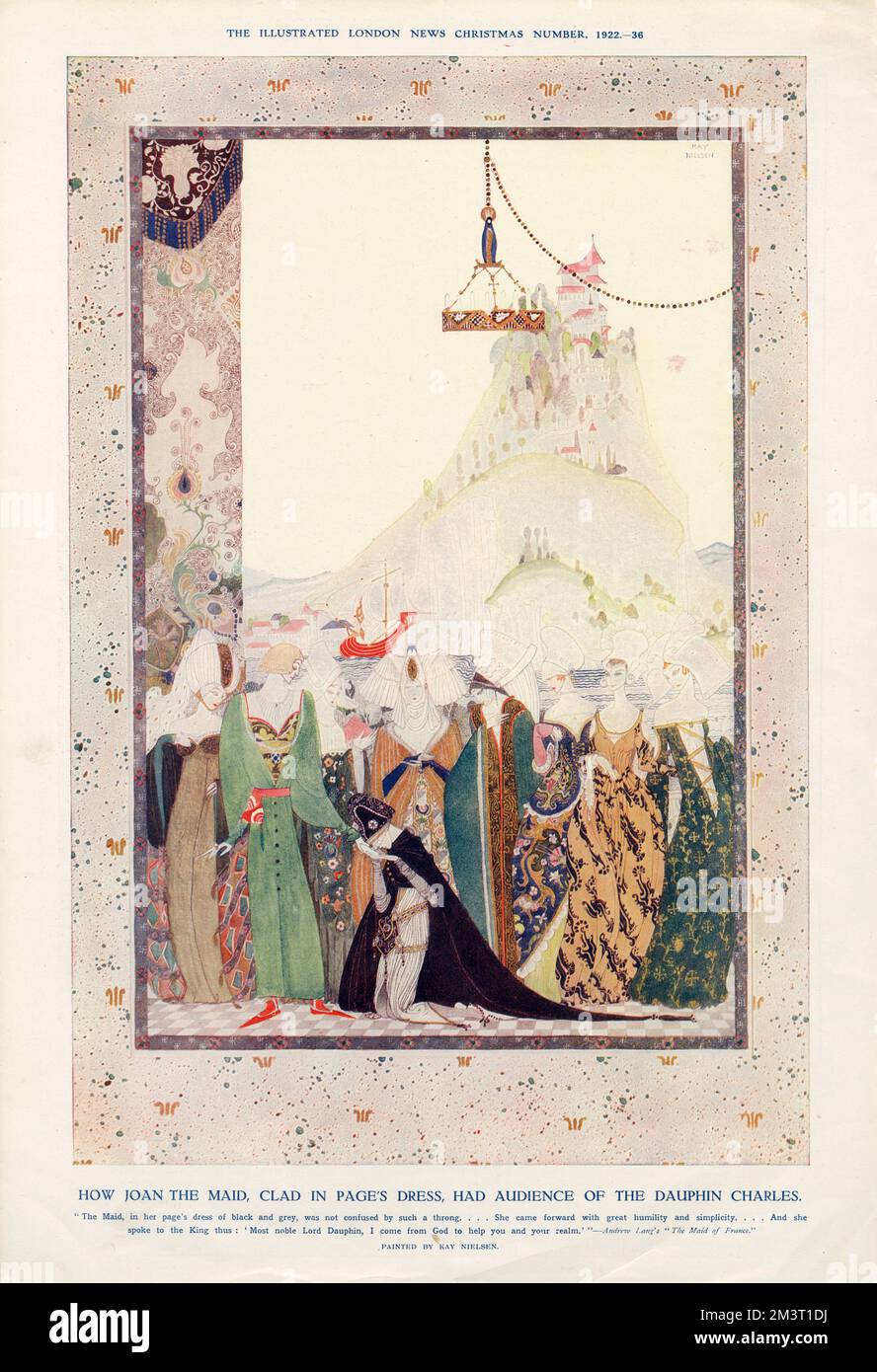 Jeanne d'Arc - Comment Jeanne la Maid, vêtue de la robe de page, a eu le public de l'œuvre de Dauphin Charles - Kay Nielsen. Banque D'Images