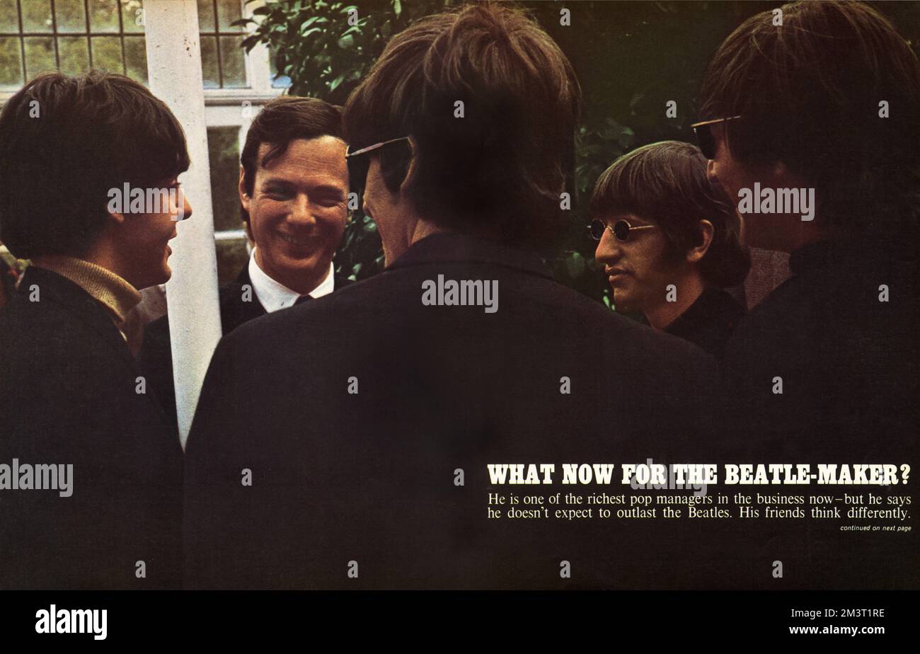Et maintenant pour le Beatle-maker ? Brian Epstein - entrepreneur en musique anglaise qui a dirigé les Beatles de 1962 à sa mort en 1967. Banque D'Images