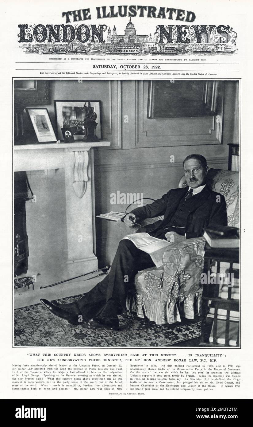 Andrew Bonar Law - premier ministre conservateur Banque D'Images