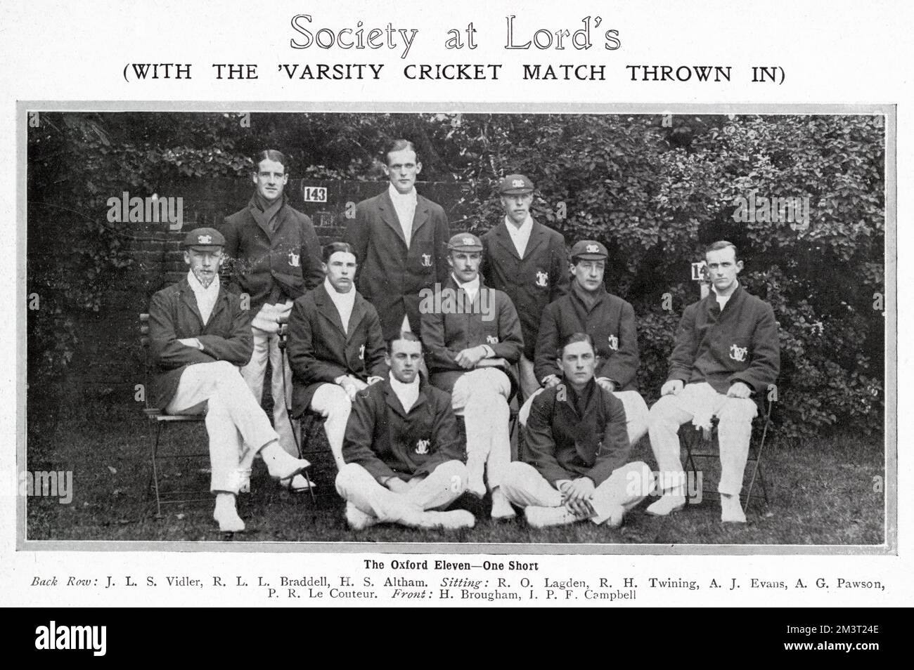Varsity Cricket match de 1911 - Oxford University XI Banque D'Images