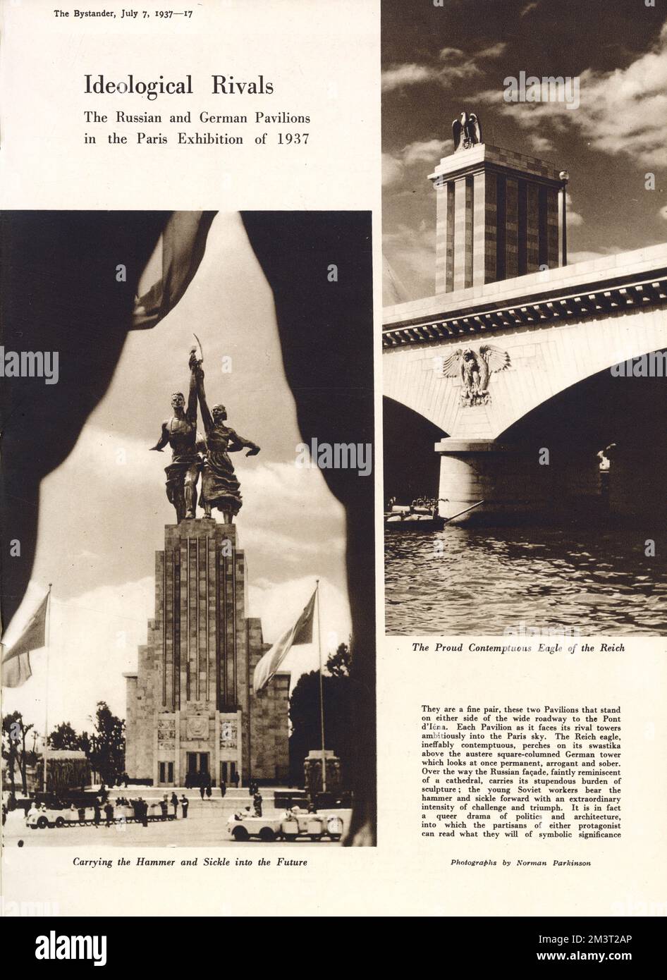Pavillons russe et allemand à l'exposition de Paris, 1937 Banque D'Images