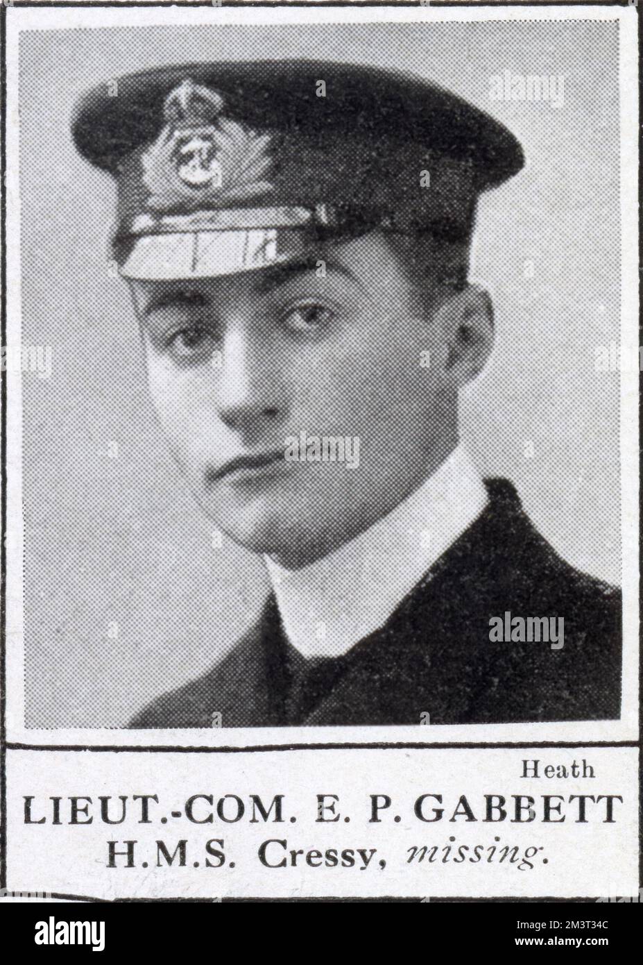Lieutenant-commandant E P Gabbett, HMS Cressy (manquant). Edmond Poole Gabbett a été tué lorsque le HMS Cressy a été torpillé par le sous-marin allemand U-9 lors de la première Guerre mondiale en septembre 1914. Banque D'Images