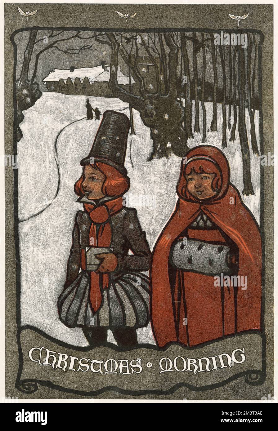 Aller à l'église le jour de Noël par Cecil Aldin Banque D'Images