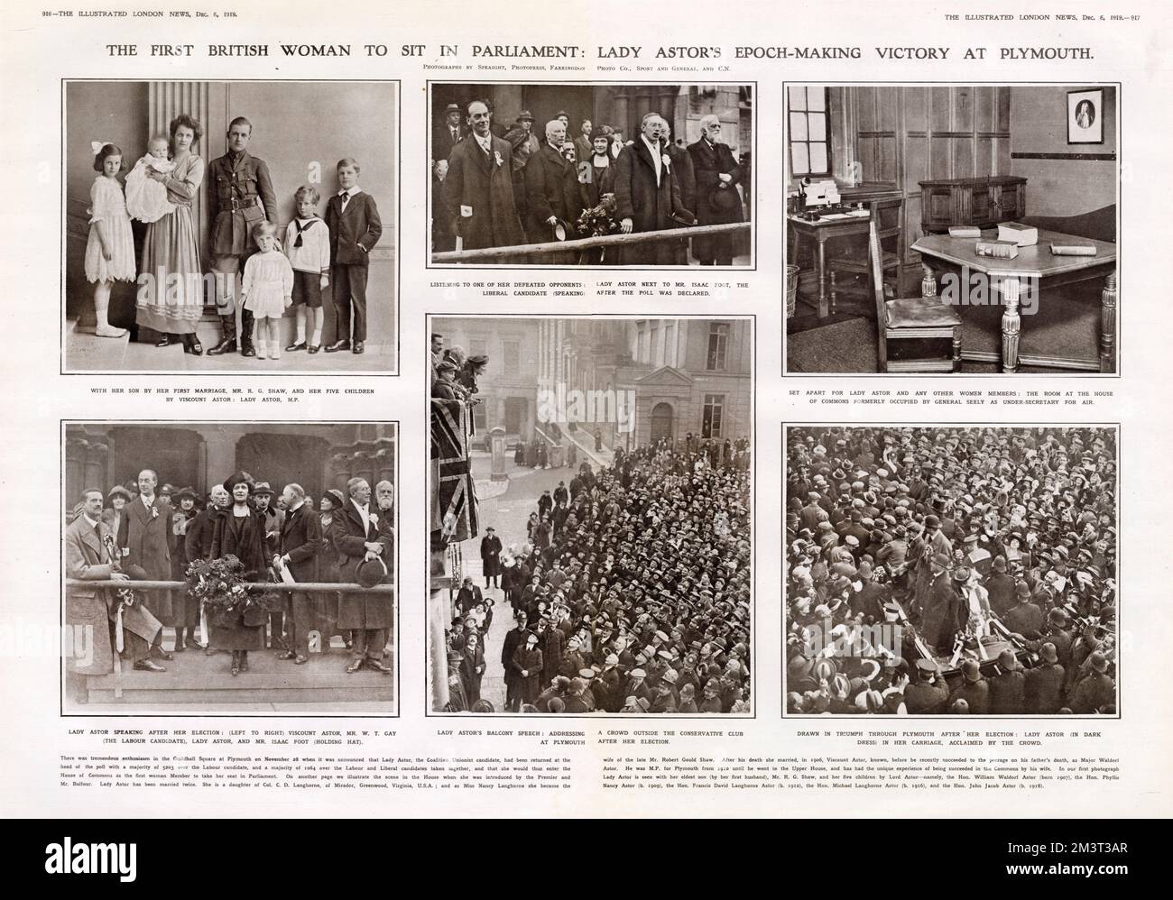 Première femme britannique membre du Parlement - Lady Astor Banque D'Images