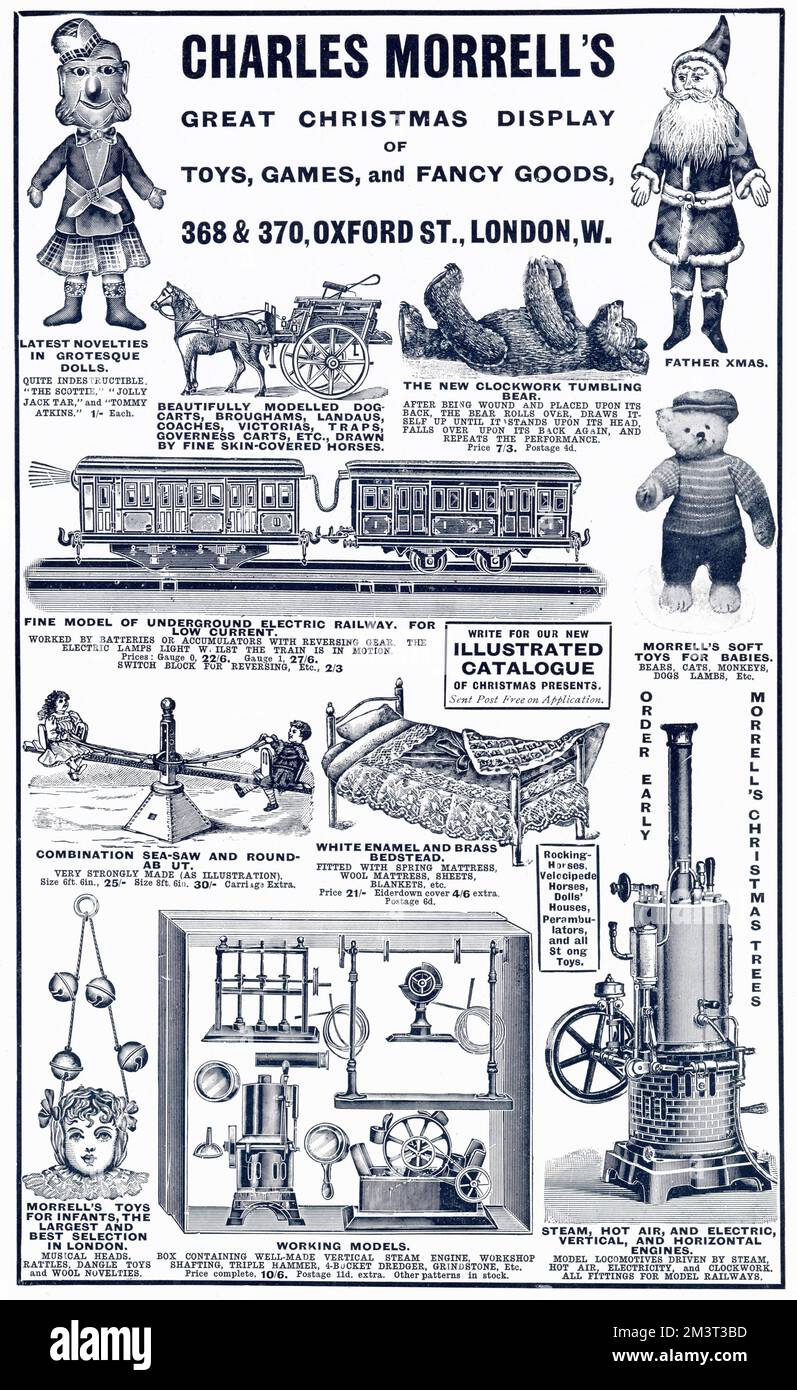 Publicité pour jouets et jeux de Charles Morrell pour Noël 1908 Banque D'Images