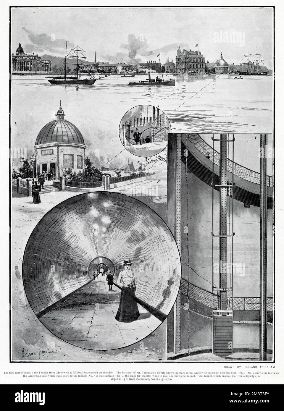 Greenwich Foot tunnel - marcher sous la Tamise 1902 Banque D'Images