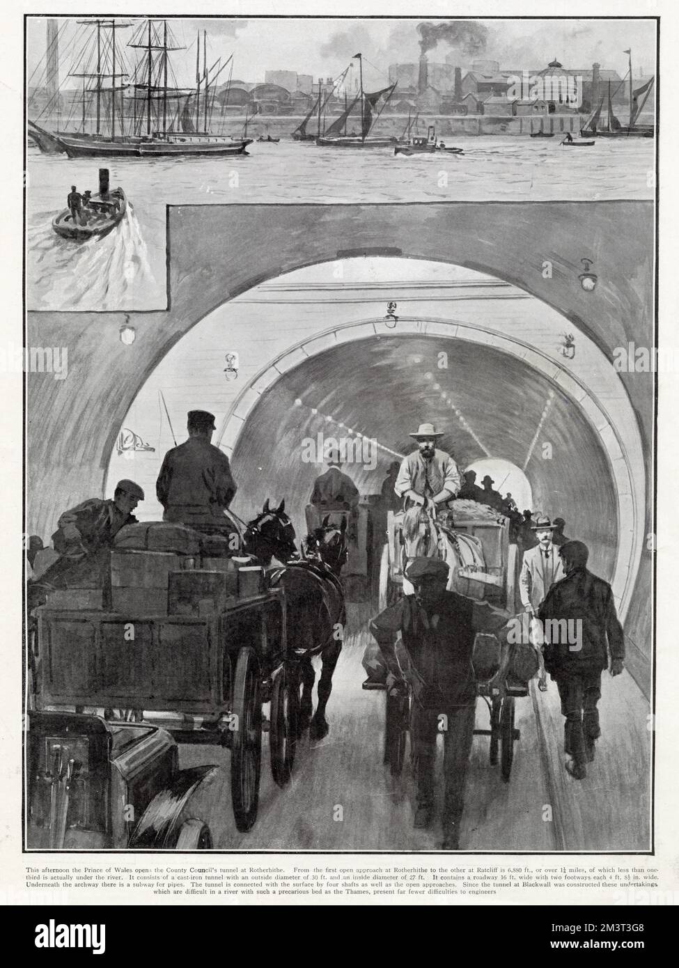 Tunnel Rotherhithe - sous la Tamise 1908 Banque D'Images