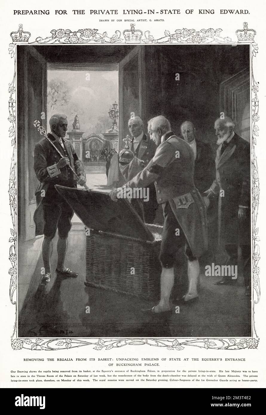 Déballage des emblèmes de l'état, Buckingham Palace Banque D'Images