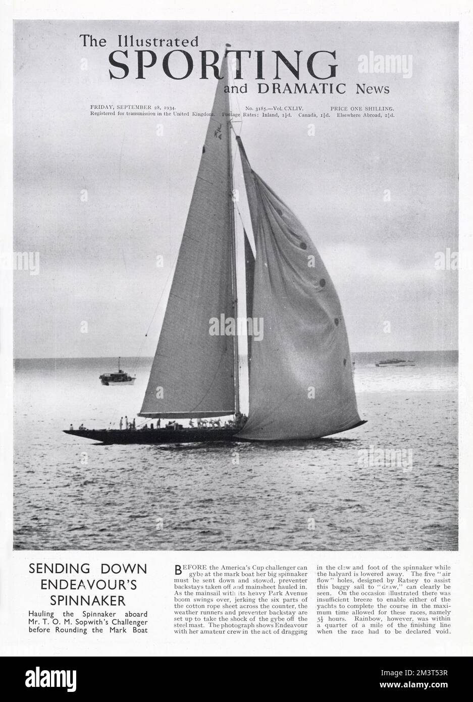 America's Cup - Endeavour fait descendre son spinnaker Banque D'Images