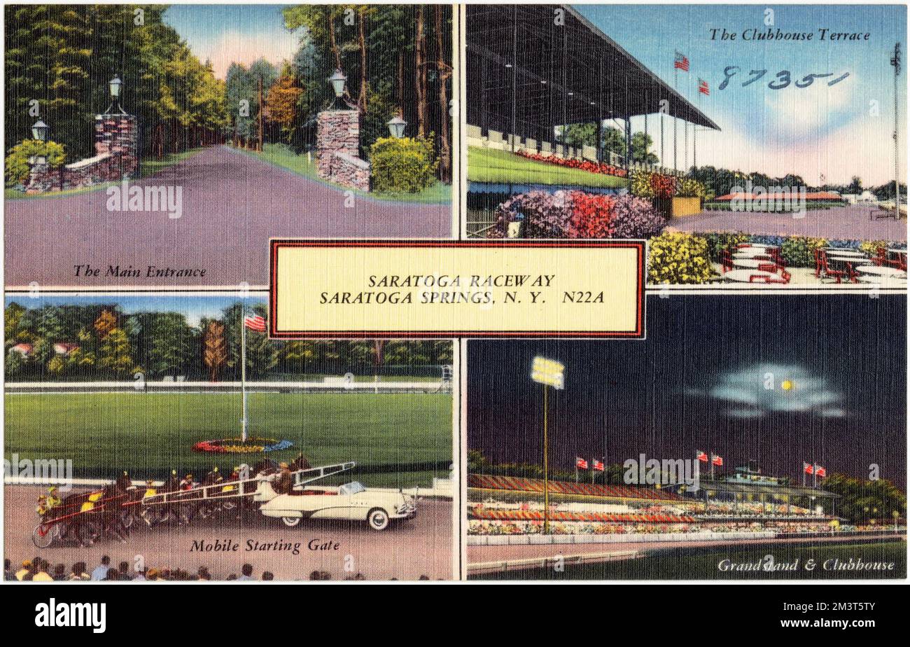 Saratoga Raceway, Saratoga Springs, N. Y. , installations sportives et récréatives, Tichnor Brothers Collection, cartes postales des États-Unis Banque D'Images