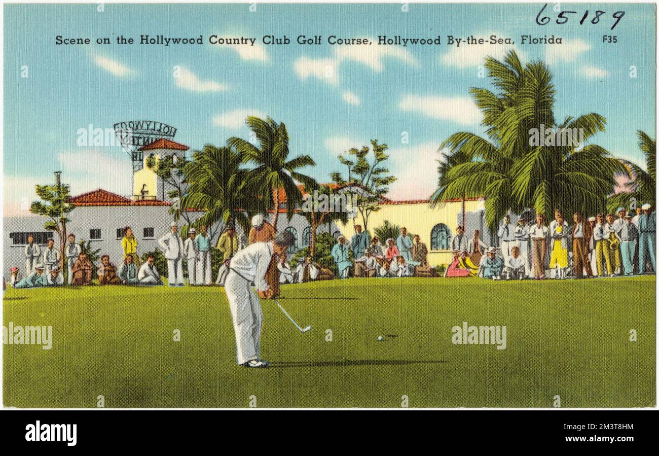 Scene on the Hollywood Country Club Golf course, Hollywood By-the-Sea, Floride, installations sportives et récréatives, Tichnor Brothers Collection, cartes postales des États-Unis Banque D'Images