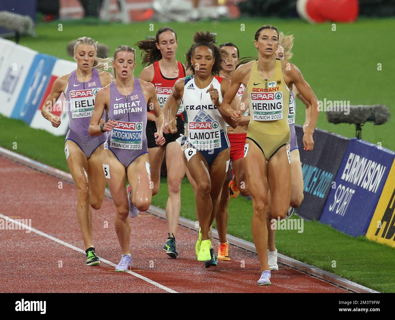 BELL Alexandra , HODGKINSON Keely de Grande-Bretagne, HOFFMANN Lore de Suisse Rénelle Lamote de France , WIELGOSZ Anna de Pologne, REEKIE Jemma de Grande-Bretagne et HERING Christina d'Allemagne 800m femmes pendant les Championnats d'athlétisme européens 2022 sur 17 août 2022 à Munich, Allemagne. Photo de Laurent Lairys DPPI Banque D'Images