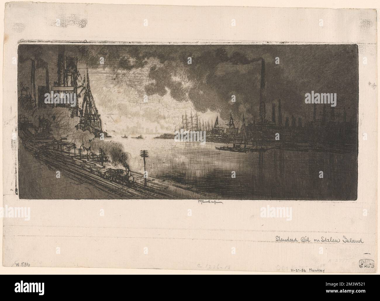 Standard Oil, Staten Island , Industrie pétrolière, Bays bodies of Water, Ships, Standard Oil Company. Joseph Pennell (1857-1926). Impressions et mises en plan Banque D'Images