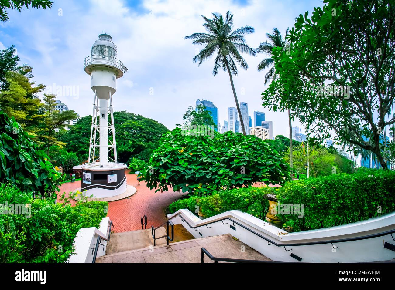 Phare de Raffles Garden - ce jardin porte le nom de Sir Stamford Raffles (1781-1826), fondateur de la ville moderne de Singapour. Banque D'Images