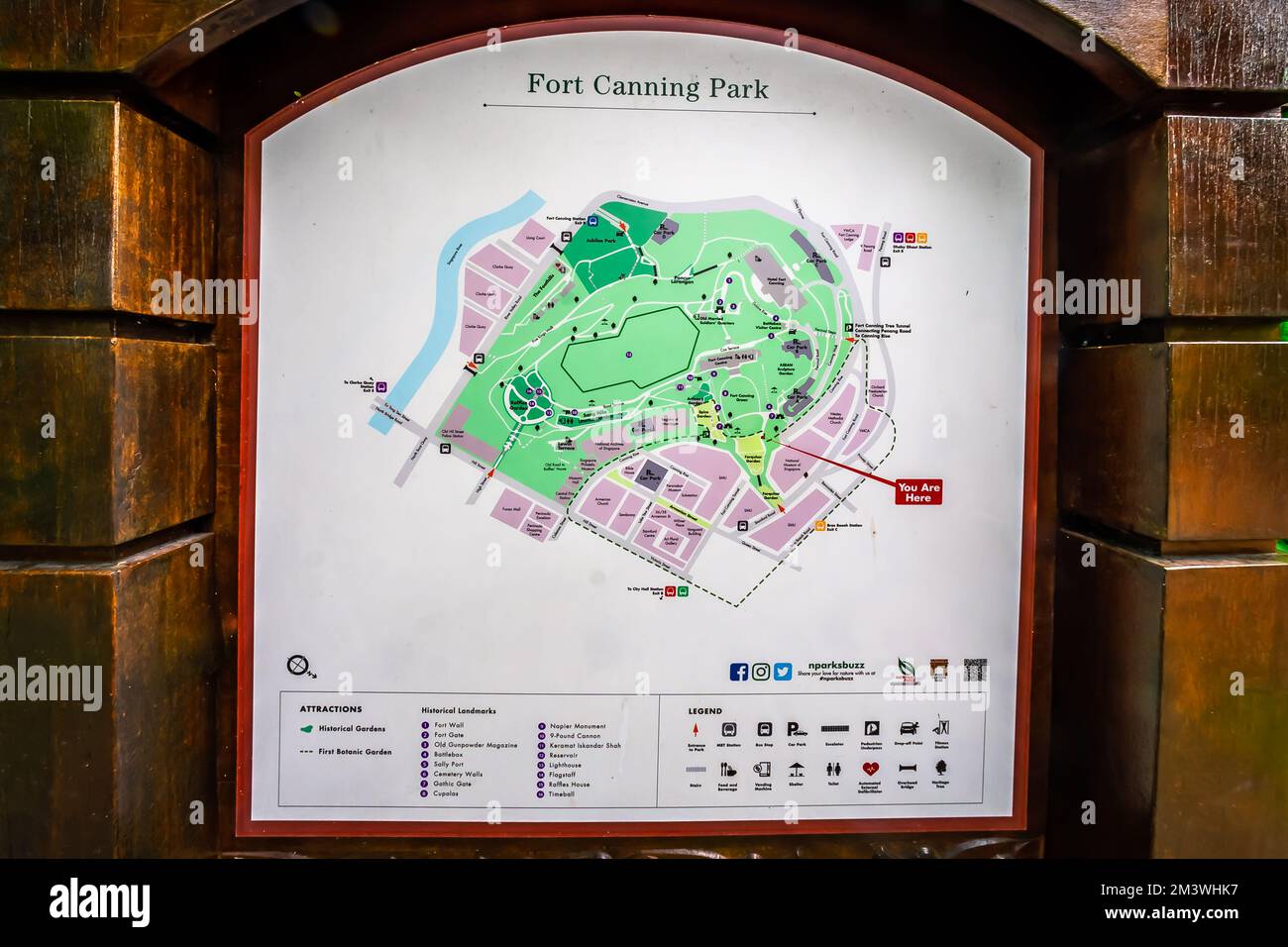 Carte du parc fort Canning. Banque D'Images