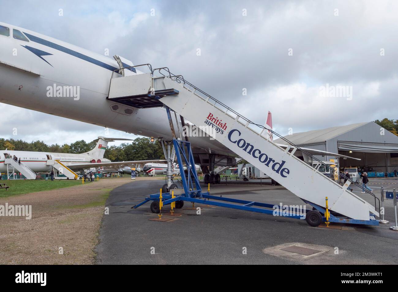 Le bac Concorde (G-BBDG) exposé au Brooklands Museum, Weybridge, Surrey, Royaume-Uni Banque D'Images