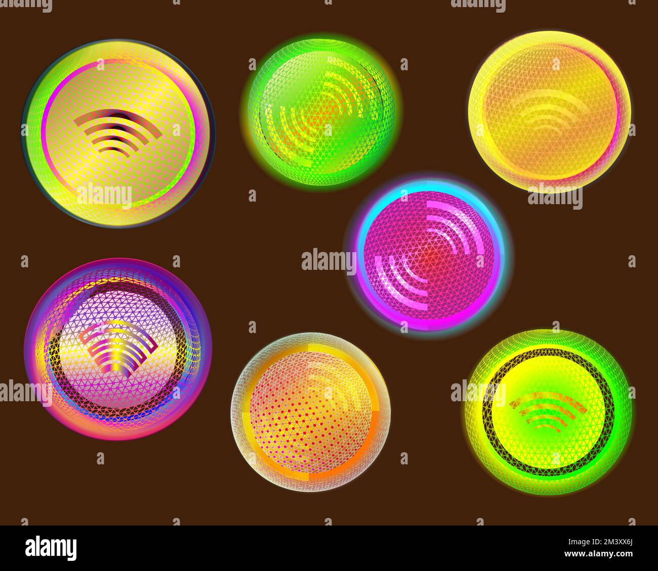 Bouton cercle Internet Wi-fi sans fil icône ensemble technologie moderne élément résumé arrière-plan vecteur illustration design graphique Illustration de Vecteur