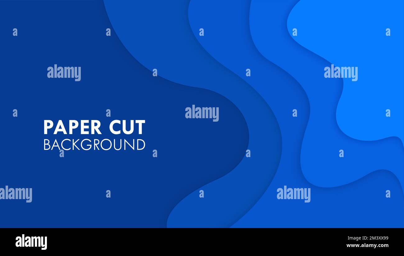 Arrière-plan abstrait liquide coupé en papier bleu vibrant Illustration de Vecteur
