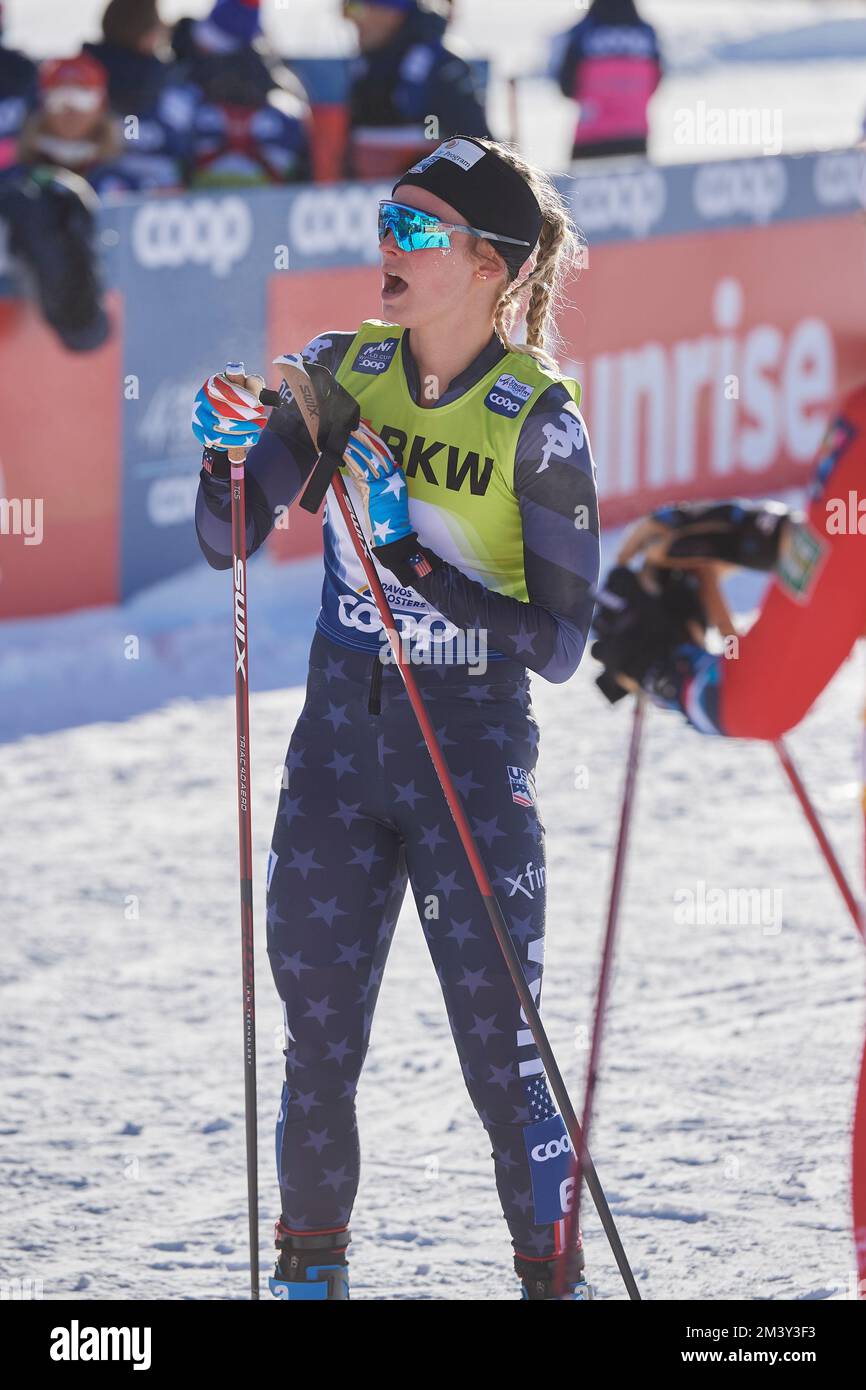 Davos, Suisse, 17. Dezember 2022. Jessie Diggins beim Sprint Rennen am FIS glaulanf Weltcup Davos Nordic 2022 à Davos. Banque D'Images