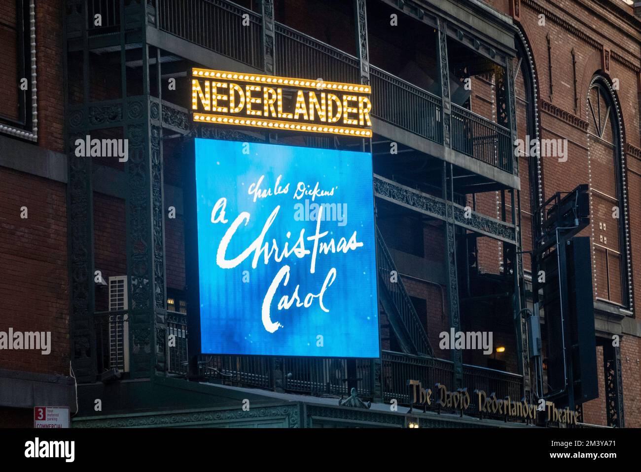 David T. Nederlander Theatre avec le Marquee 'A Christmas Carol', NYC