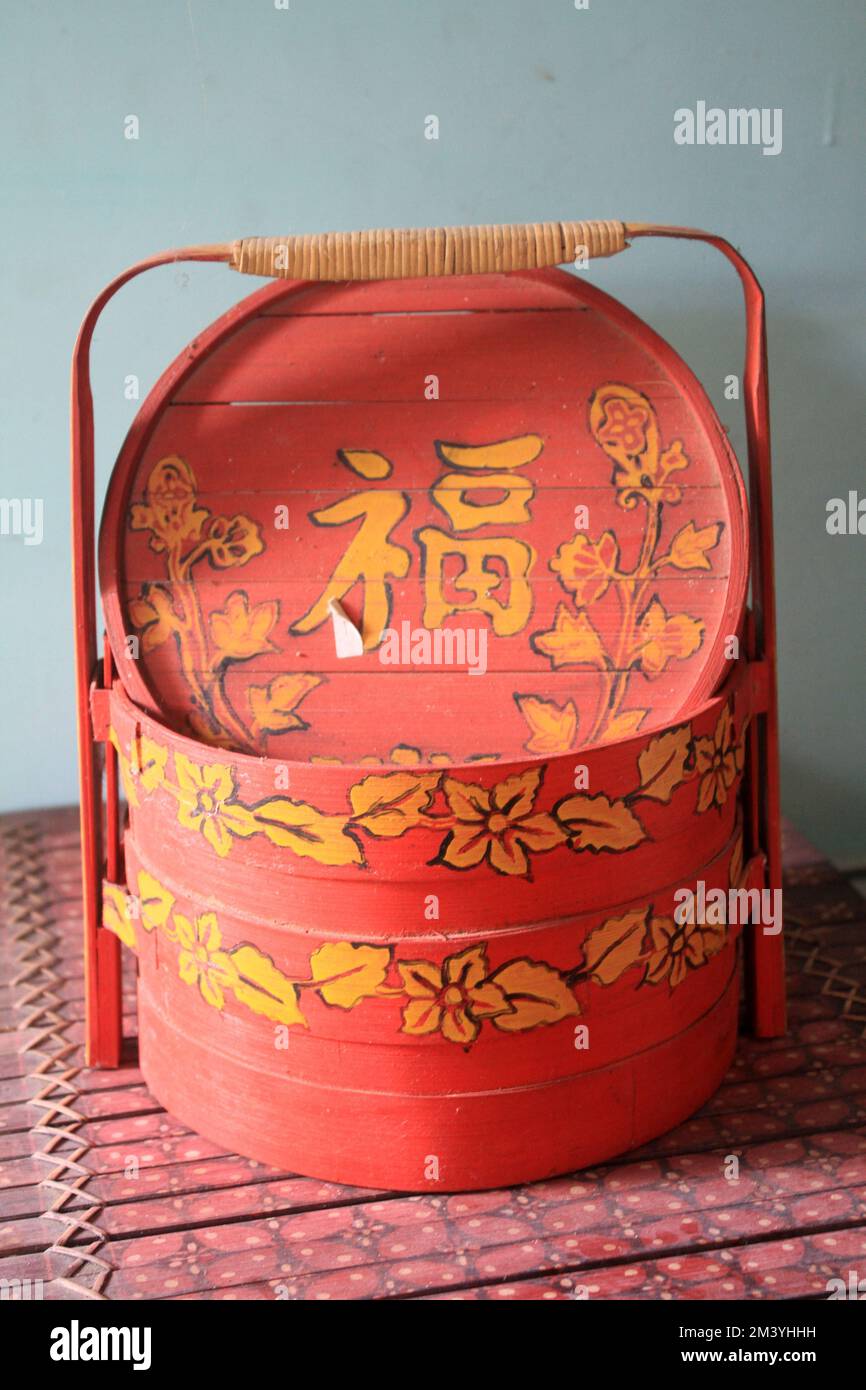Un mariage Double couche portable Box pour femmes Party de style chinois Candy Food Container Banque D'Images
