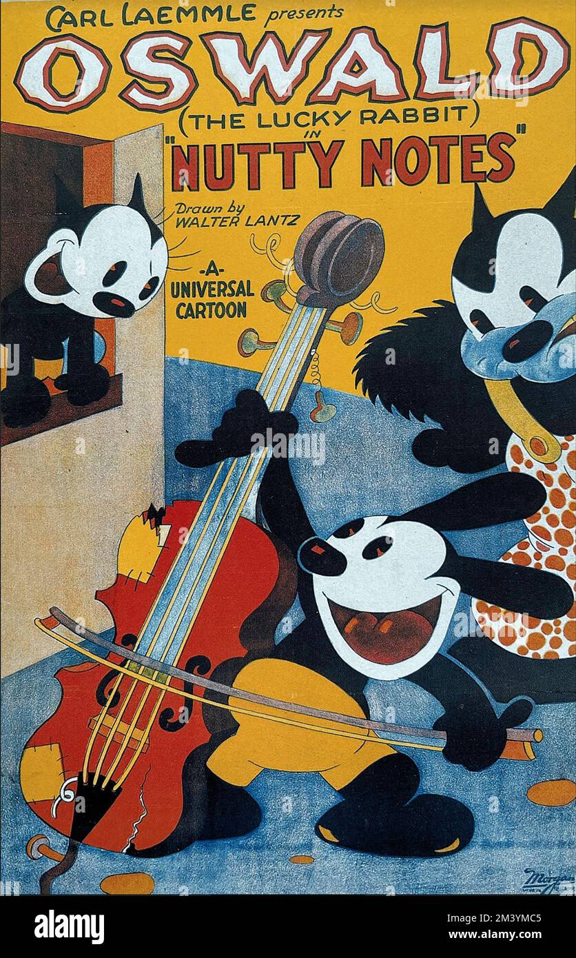 NOTES DE NUTTY 1929 Universal Pictures dessin animé avec Oswald le lapin Lucky Banque D'Images