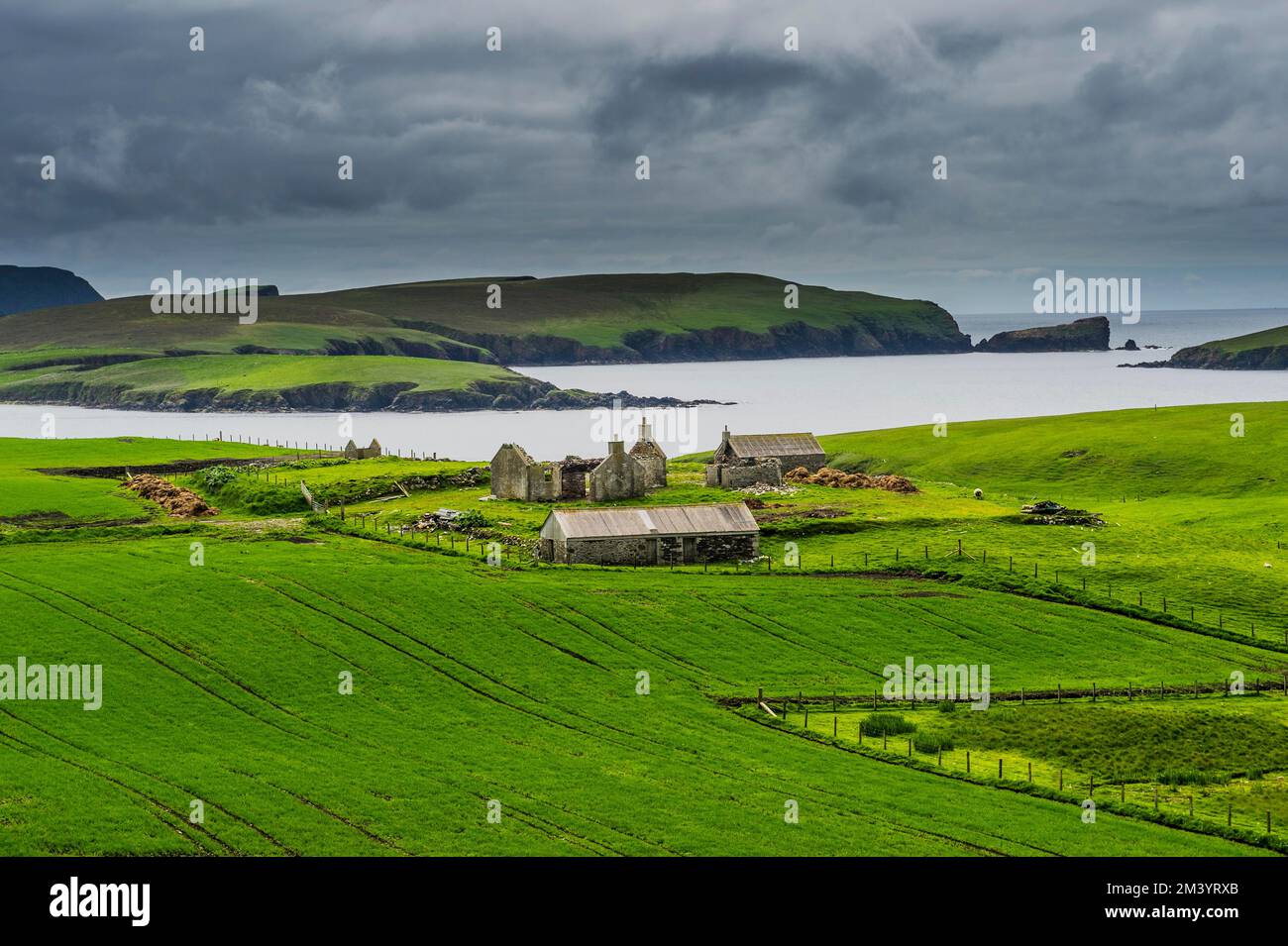 Ferme d'Abandonded, îles Shetland, Royaume-Uni Banque D'Images