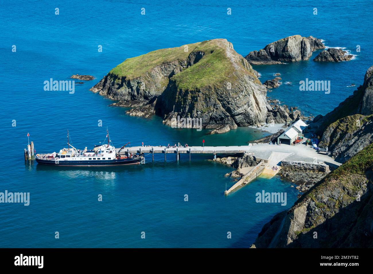 Port de l'île de Lundy, canal de Bristol, Devon, Angleterre, Royaume-Uni Banque D'Images