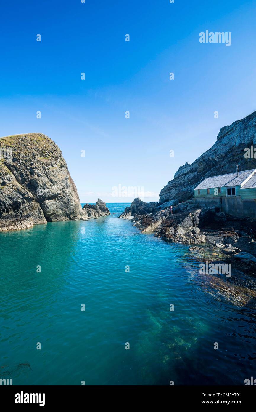 Old Boathouse, île de Lundy, Bristol Channel, Devon, Angleterre, Royaume-Uni Banque D'Images
