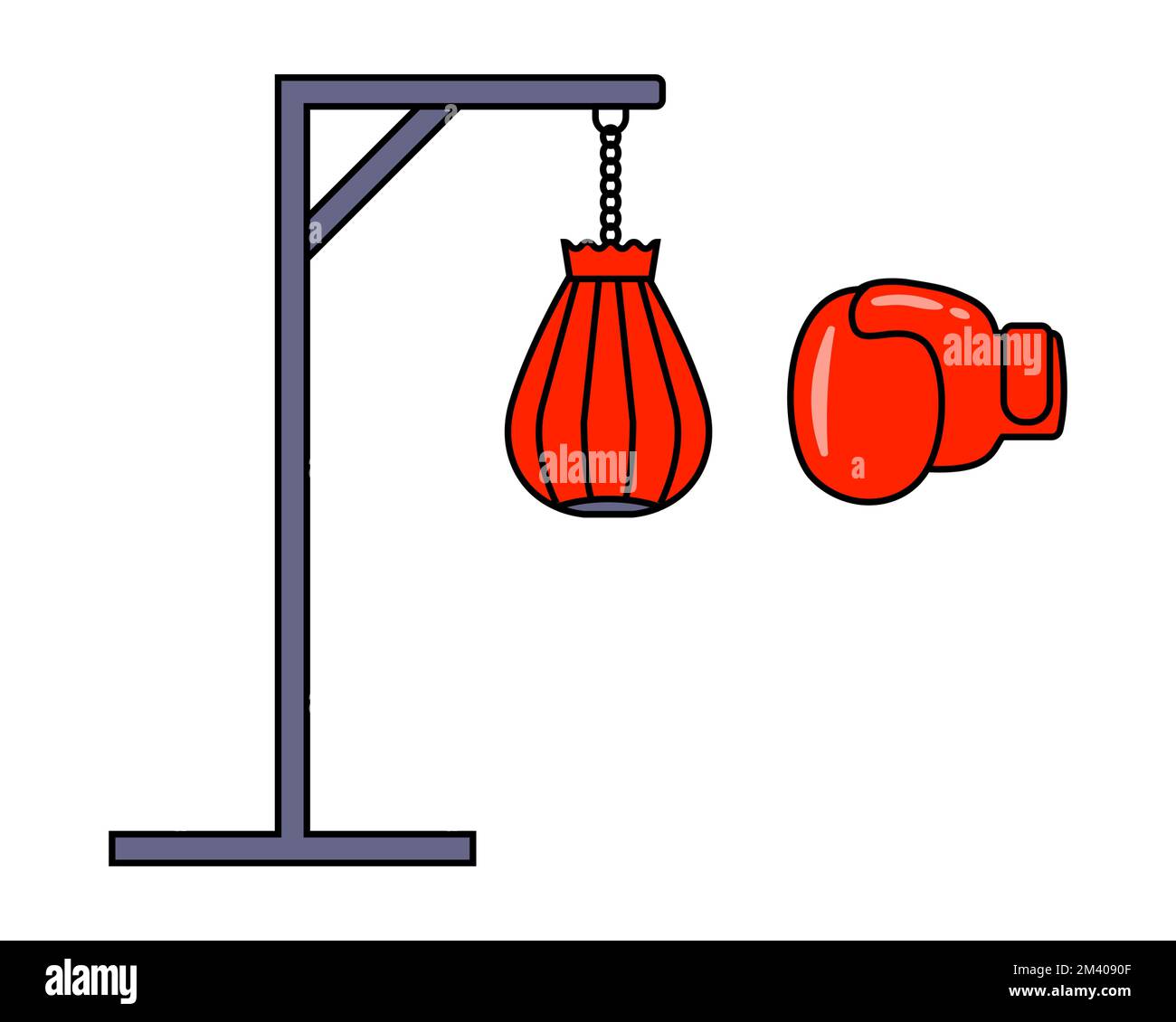 boxe pendante poire rouge et gant en cuir pour le combat. illustration vectorielle plate Illustration de Vecteur
