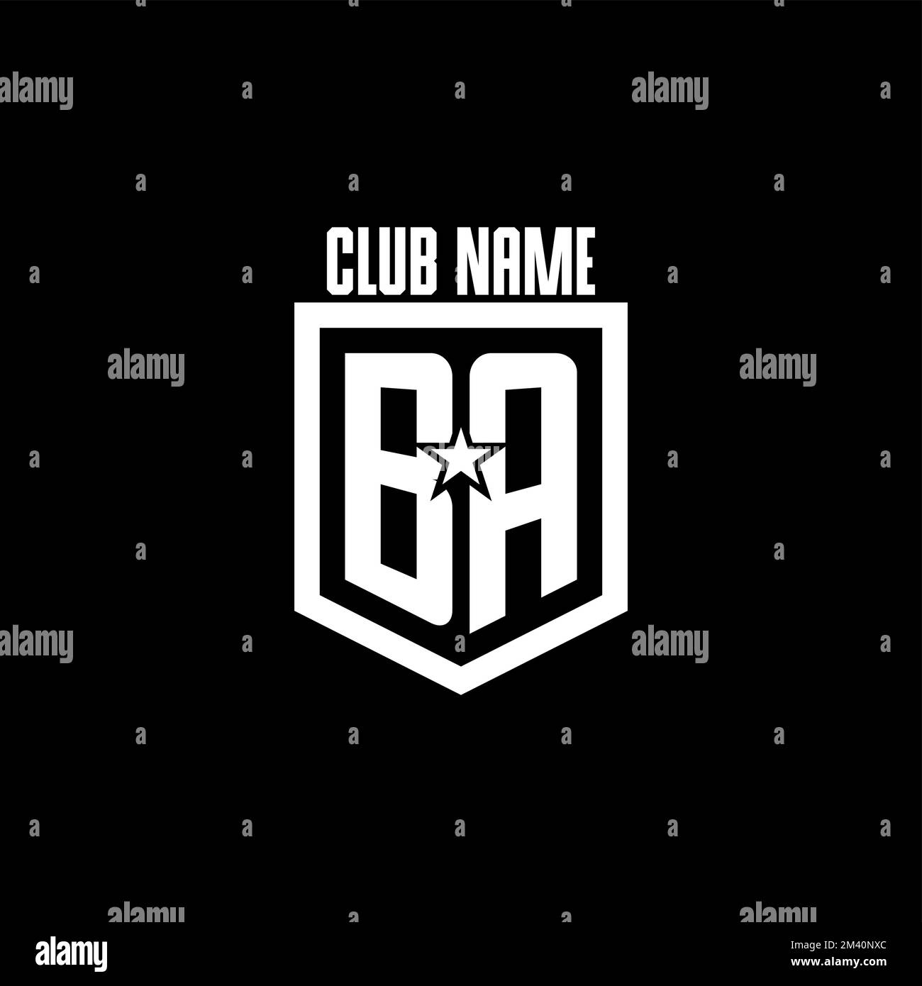 Logo de jeu initial BA avec bouclier et style star inspiration Illustration de Vecteur