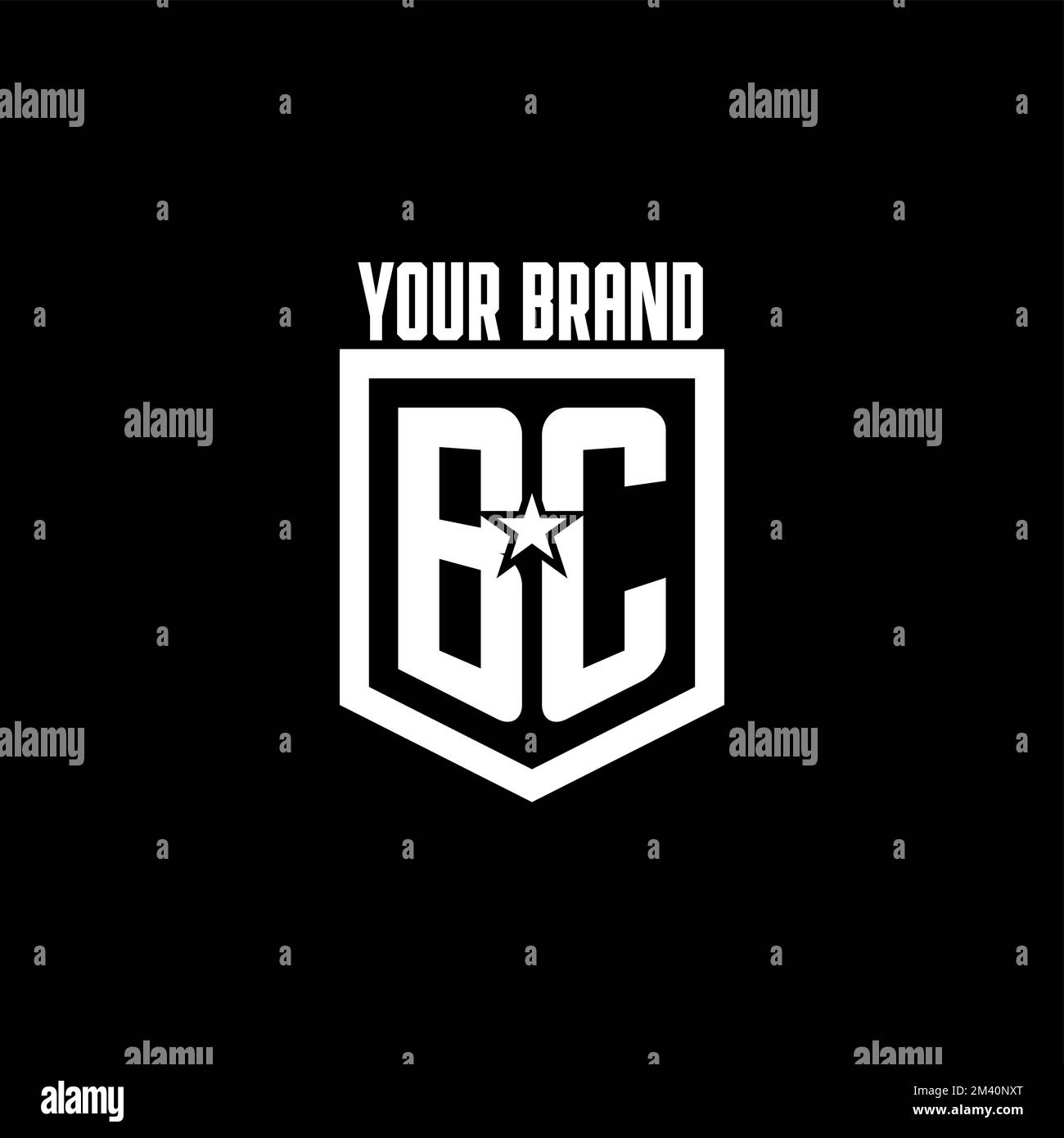 Logo de jeu initial BC avec emblème de style étoile et bouclier Illustration de Vecteur