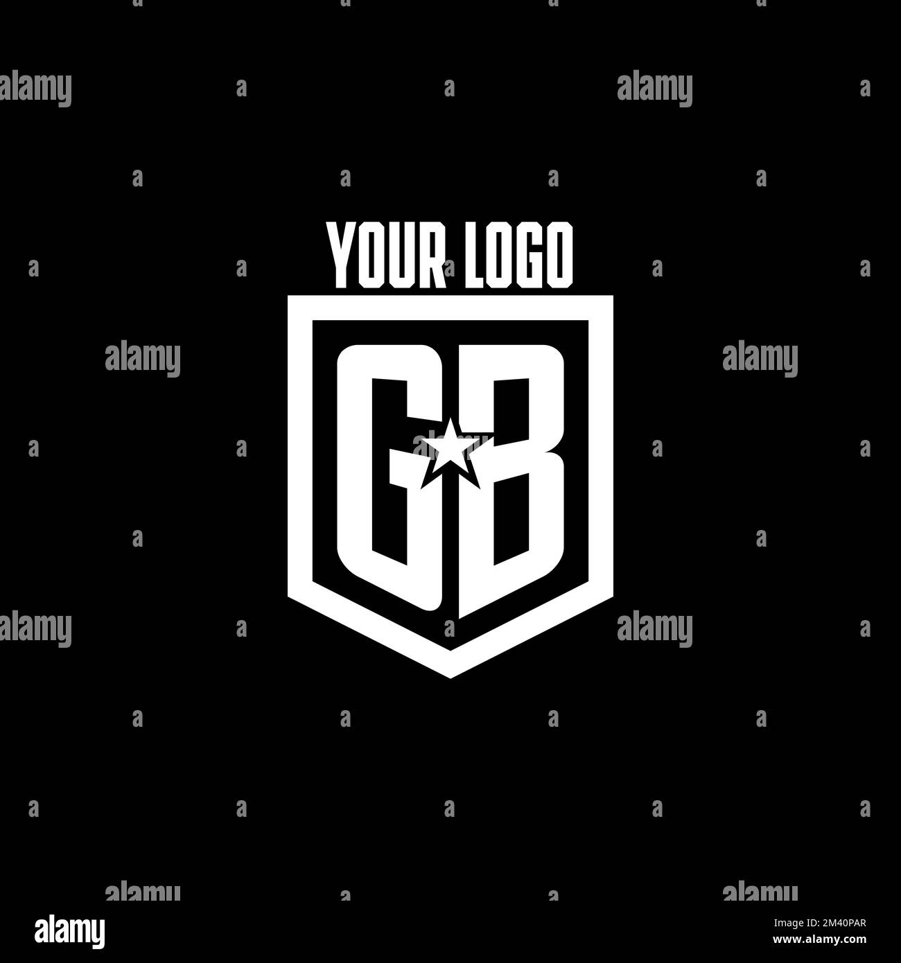 GB logo de jeu initial avec bouclier et style star inspiration Illustration de Vecteur
