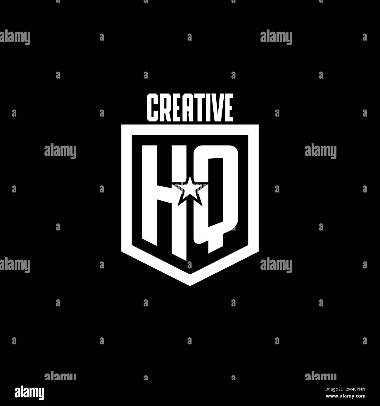 Logo de jeu initial HQ avec écran et style star inspiré du design Illustration de Vecteur