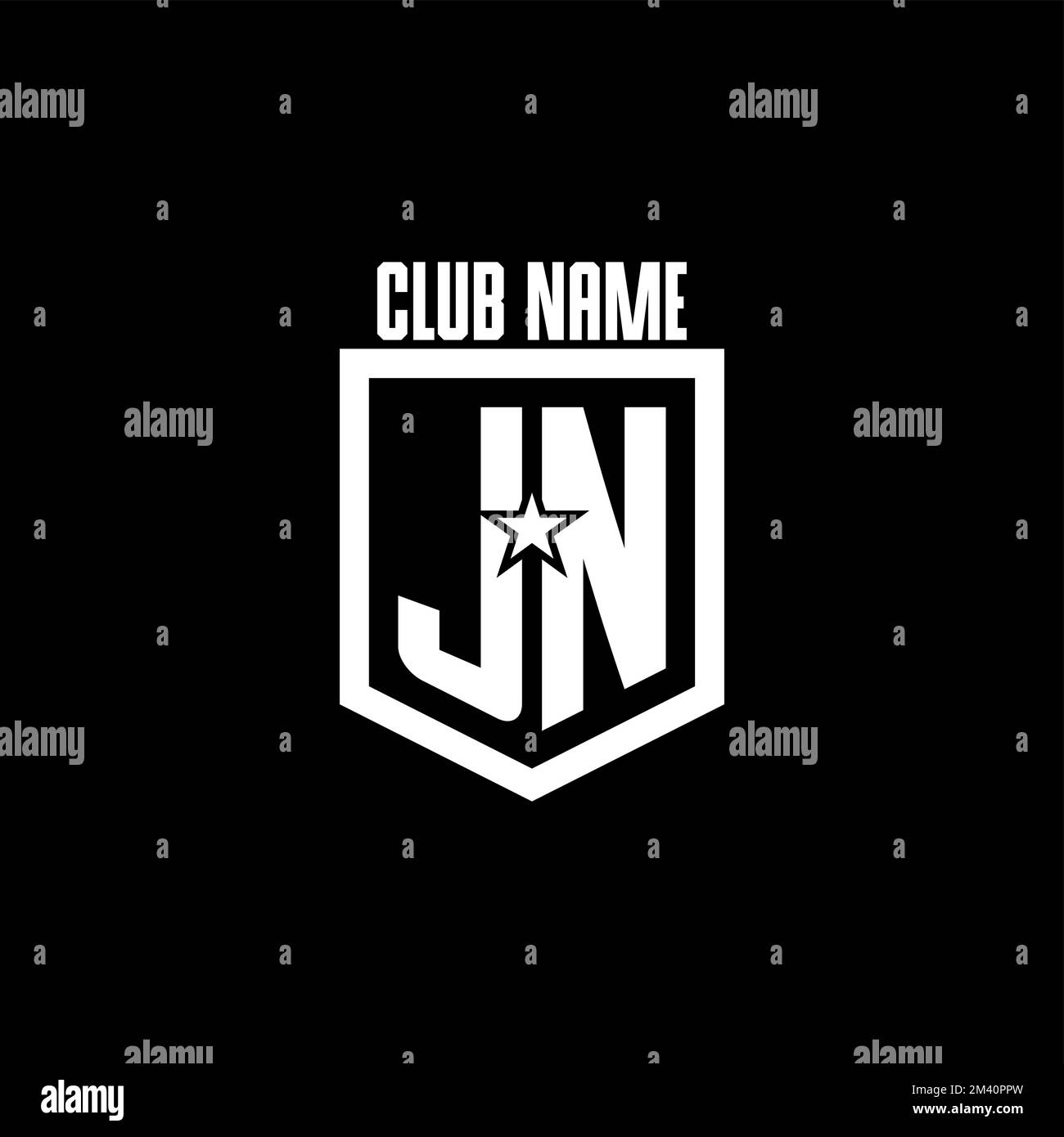 JN logo de jeu initial avec bouclier et style star inspiration design Illustration de Vecteur