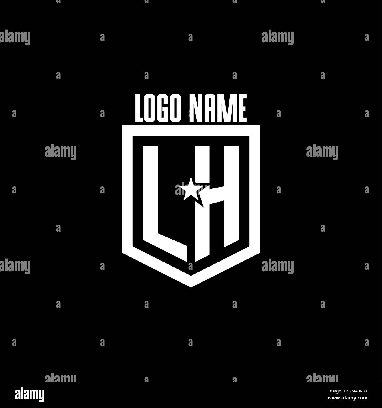 Logo LH initial de jeu avec bouclier et style étoile inspiré de la conception Illustration de Vecteur