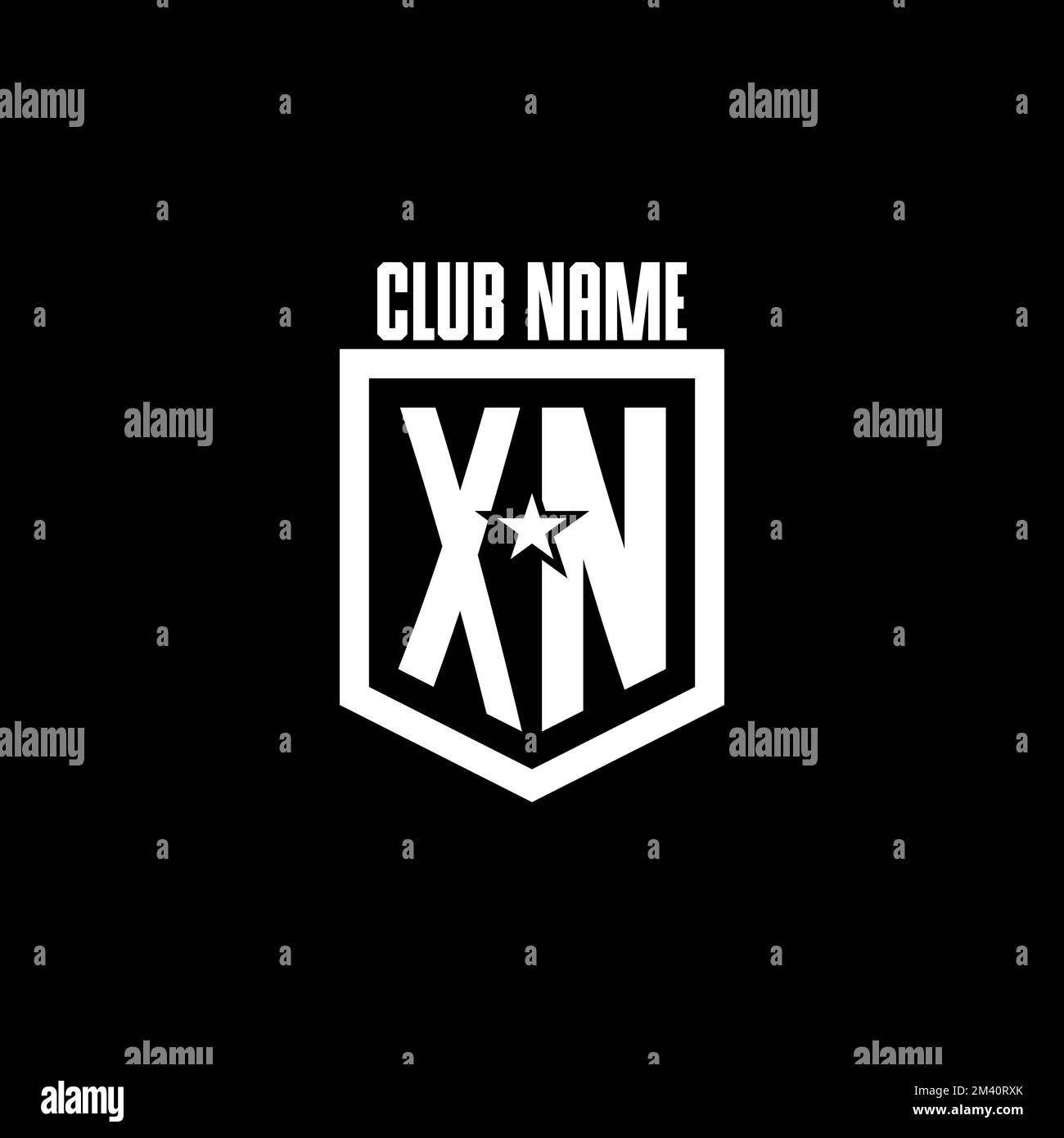 XN logo de jeu initial avec bouclier et style star inspiration design Illustration de Vecteur