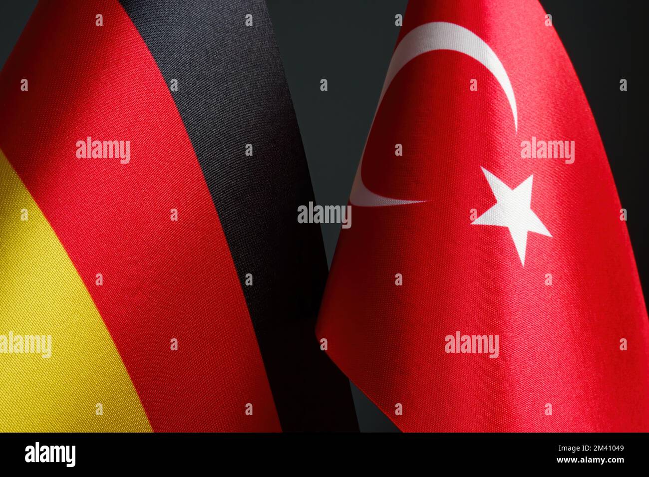 Gros plan des drapeaux de la Turquie et de l'Allemagne. Banque D'Images
