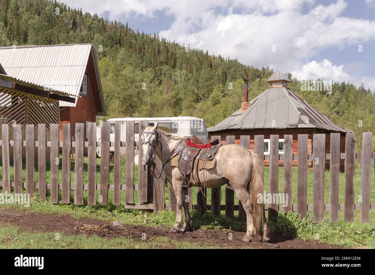 Équitation dans montagne Altal Banque D'Images